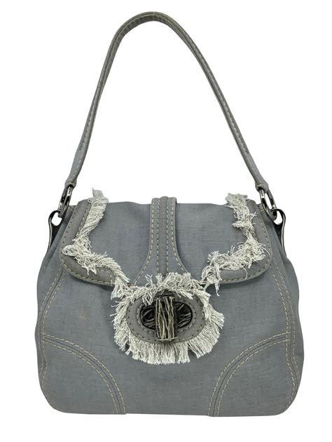 prada pattina sottospalla|Prada Pattina Sottospalla Denim Fringe Large Flap Bag.